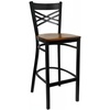 image:imageFlash Furniture HERCULES Series Black X Back Metal Restaurant Barstool  Black Vinyl SeatCherry Wood SeatBlack Metal Frame
