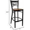 image:imageFlash Furniture HERCULES Series Black X Back Metal Restaurant Barstool  Black Vinyl SeatCherry Wood SeatBlack Metal Frame