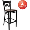 image:imageFlash Furniture HERCULES Series Black X Back Metal Restaurant Barstool  Black Vinyl SeatMahogany Wood SeatBlack Metal Frame