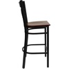 image:imageFlash Furniture HERCULES Series Black X Back Metal Restaurant Barstool  Black Vinyl SeatMahogany Wood SeatBlack Metal Frame