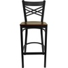 image:imageFlash Furniture HERCULES Series Black X Back Metal Restaurant Barstool  Black Vinyl SeatMahogany Wood SeatBlack Metal Frame