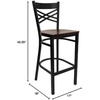 image:imageFlash Furniture HERCULES Series Black X Back Metal Restaurant Barstool  Black Vinyl SeatMahogany Wood SeatBlack Metal Frame