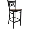 image:imageFlash Furniture HERCULES Series Black X Back Metal Restaurant Barstool  Black Vinyl SeatMahogany Wood SeatBlack Metal Frame
