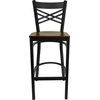 image:imageFlash Furniture HERCULES Series Black X Back Metal Restaurant Barstool  Black Vinyl SeatMahogany Wood SeatBlack Metal Frame