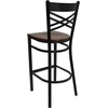 image:imageFlash Furniture HERCULES Series Black X Back Metal Restaurant Barstool  Black Vinyl SeatMahogany Wood SeatBlack Metal Frame