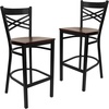 image:imageFlash Furniture HERCULES Series Black X Back Metal Restaurant Barstool  Black Vinyl SeatMahogany Wood SeatBlack Metal Frame