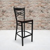 image:imageFlash Furniture HERCULES Series Black X Back Metal Restaurant Barstool  Black Vinyl SeatMahogany Wood SeatBlack Metal Frame