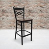 image:imageFlash Furniture HERCULES Series Black X Back Metal Restaurant Barstool  Black Vinyl SeatMahogany Wood SeatBlack Metal Frame