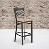 image:imageFlash Furniture HERCULES Series Black X Back Metal Restaurant Barstool  Black Vinyl SeatNatural Wood SeatBlack Metal Frame