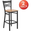 image:imageFlash Furniture HERCULES Series Black X Back Metal Restaurant Barstool  Black Vinyl SeatNatural Wood SeatBlack Metal Frame