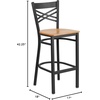 image:imageFlash Furniture HERCULES Series Black X Back Metal Restaurant Barstool  Black Vinyl SeatNatural Wood SeatBlack Metal Frame