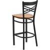 image:imageFlash Furniture HERCULES Series Black X Back Metal Restaurant Barstool  Black Vinyl SeatNatural Wood SeatBlack Metal Frame