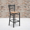 image:imageFlash Furniture HERCULES Series Black X Back Metal Restaurant Barstool  Black Vinyl SeatNatural Wood SeatBlack Metal Frame