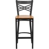 image:imageFlash Furniture HERCULES Series Black X Back Metal Restaurant Barstool  Black Vinyl SeatNatural Wood SeatBlack Metal Frame
