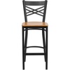 image:imageFlash Furniture HERCULES Series Black X Back Metal Restaurant Barstool  Black Vinyl SeatNatural Wood SeatBlack Metal Frame