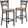 image:imageFlash Furniture HERCULES Series Black X Back Metal Restaurant Barstool  Black Vinyl SeatNatural Wood SeatBlack Metal Frame