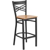 image:imageFlash Furniture HERCULES Series Black X Back Metal Restaurant Barstool  Black Vinyl SeatNatural Wood SeatBlack Metal Frame