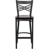 image:imageFlash Furniture HERCULES Series Black X Back Metal Restaurant Barstool  Black Vinyl SeatWalnut Wood SeatBlack Metal Frame