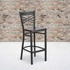 image:imageFlash Furniture HERCULES Series Black X Back Metal Restaurant Barstool  Black Vinyl SeatWalnut Wood SeatBlack Metal Frame