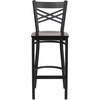 image:imageFlash Furniture HERCULES Series Black X Back Metal Restaurant Barstool  Black Vinyl SeatWalnut Wood SeatBlack Metal Frame