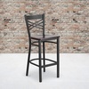 image:imageFlash Furniture HERCULES Series Black X Back Metal Restaurant Barstool  Black Vinyl SeatWalnut Wood SeatBlack Metal Frame