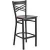 image:imageFlash Furniture HERCULES Series Black X Back Metal Restaurant Barstool  Black Vinyl SeatWalnut Wood SeatBlack Metal Frame