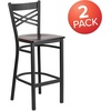 image:imageFlash Furniture HERCULES Series Black X Back Metal Restaurant Barstool  Black Vinyl SeatWalnut Wood SeatBlack Metal Frame