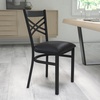 image:imageFlash Furniture HERCULES Series Black X Back Metal Restaurant Chair  Natural Wood SeatBlack Vinyl SeatBlack Metal Frame