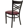 image:imageFlash Furniture HERCULES Series Black X Back Metal Restaurant Chair  Natural Wood SeatBurgundy Vinyl SeatBlack Metal Frame