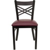 image:imageFlash Furniture HERCULES Series Black X Back Metal Restaurant Chair  Natural Wood SeatBurgundy Vinyl SeatBlack Metal Frame