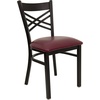 image:imageFlash Furniture HERCULES Series Black X Back Metal Restaurant Chair  Natural Wood SeatBurgundy Vinyl SeatBlack Metal Frame