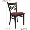 image:imageFlash Furniture HERCULES Series Black X Back Metal Restaurant Chair  Natural Wood SeatBurgundy Vinyl SeatBlack Metal Frame
