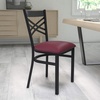 image:imageFlash Furniture HERCULES Series Black X Back Metal Restaurant Chair  Natural Wood SeatBurgundy Vinyl SeatBlack Metal Frame