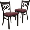 image:imageFlash Furniture HERCULES Series Black X Back Metal Restaurant Chair  Natural Wood SeatBurgundy Vinyl SeatBlack Metal Frame