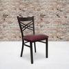 image:imageFlash Furniture HERCULES Series Black X Back Metal Restaurant Chair  Natural Wood SeatBurgundy Vinyl SeatBlack Metal Frame