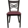 image:imageFlash Furniture HERCULES Series Black X Back Metal Restaurant Chair  Natural Wood SeatBurgundy Vinyl SeatBlack Metal Frame
