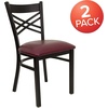 image:imageFlash Furniture HERCULES Series Black X Back Metal Restaurant Chair  Natural Wood SeatBurgundy Vinyl SeatBlack Metal Frame