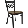 image:imageFlash Furniture HERCULES Series Black X Back Metal Restaurant Chair  Natural Wood SeatMahogany Wood SeatBlack Metal Frame