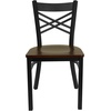 image:imageFlash Furniture HERCULES Series Black X Back Metal Restaurant Chair  Natural Wood SeatMahogany Wood SeatBlack Metal Frame