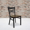 image:imageFlash Furniture HERCULES Series Black X Back Metal Restaurant Chair  Natural Wood SeatMahogany Wood SeatBlack Metal Frame