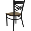 image:imageFlash Furniture HERCULES Series Black X Back Metal Restaurant Chair  Natural Wood SeatMahogany Wood SeatBlack Metal Frame