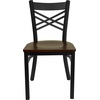 image:imageFlash Furniture HERCULES Series Black X Back Metal Restaurant Chair  Natural Wood SeatMahogany Wood SeatBlack Metal Frame