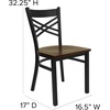 image:imageFlash Furniture HERCULES Series Black X Back Metal Restaurant Chair  Natural Wood SeatMahogany Wood SeatBlack Metal Frame