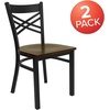 image:imageFlash Furniture HERCULES Series Black X Back Metal Restaurant Chair  Natural Wood SeatMahogany Wood SeatBlack Metal Frame