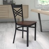 image:imageFlash Furniture HERCULES Series Black X Back Metal Restaurant Chair  Natural Wood SeatMahogany Wood SeatBlack Metal Frame