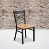 image:imageFlash Furniture HERCULES Series Black X Back Metal Restaurant Chair  Natural Wood SeatNatural Wood SeatBlack Metal Frame