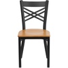 image:imageFlash Furniture HERCULES Series Black X Back Metal Restaurant Chair  Natural Wood SeatNatural Wood SeatBlack Metal Frame