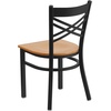 image:imageFlash Furniture HERCULES Series Black X Back Metal Restaurant Chair  Natural Wood SeatNatural Wood SeatBlack Metal Frame