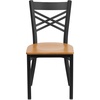 image:imageFlash Furniture HERCULES Series Black X Back Metal Restaurant Chair  Natural Wood SeatNatural Wood SeatBlack Metal Frame