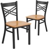 image:imageFlash Furniture HERCULES Series Black X Back Metal Restaurant Chair  Natural Wood SeatNatural Wood SeatBlack Metal Frame
